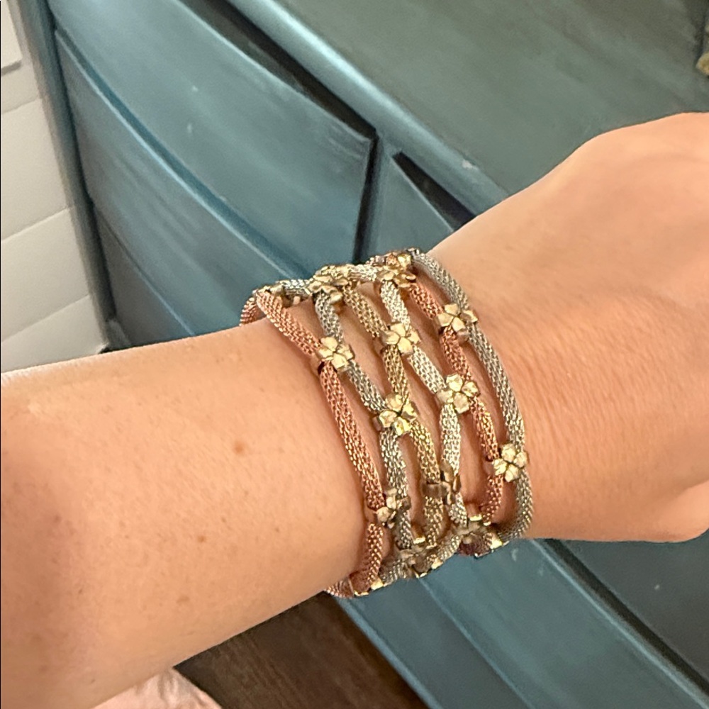 Elegant Gold and Silver Mesh Bracelet